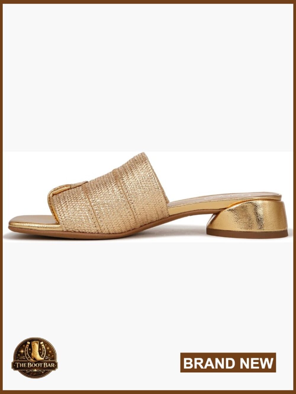 Womens Raffia Slide Sandal with Block Heel